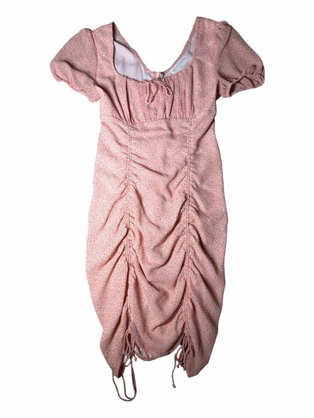 Native Daughters Pink Ruched Floral Dress with Cap Sleeves Size S